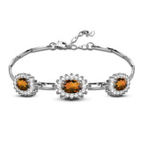 Dianna Style Natural Oval Golden Orange Zircon Sterling Silver Bracelet